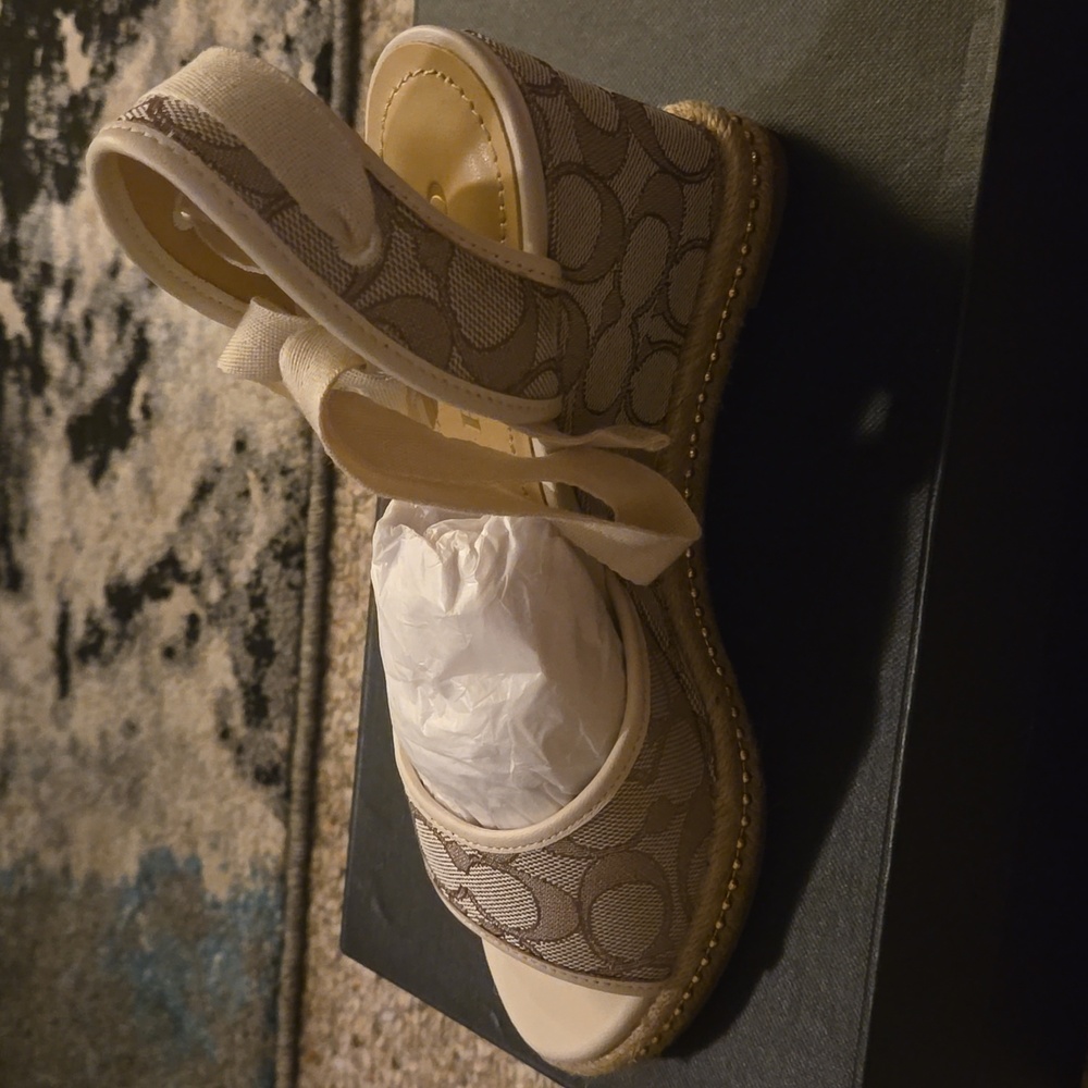 Coach wedge tie up the leg sandals